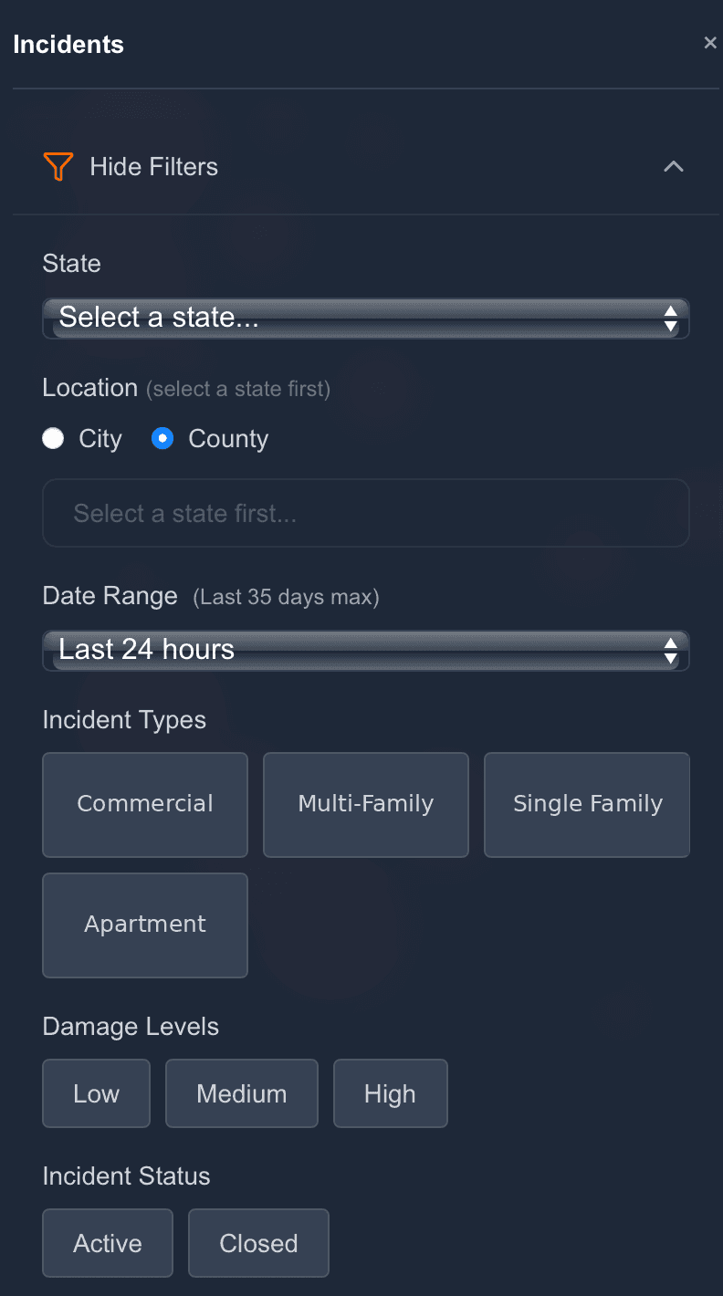 Incident filters